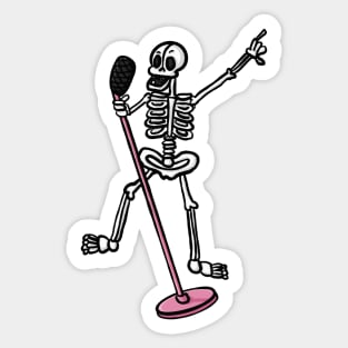 Funny dancing and singing skeleton cute cartoon digital illustration Sticker